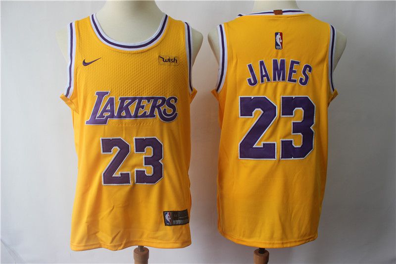 Men Los Angeles Lakers #23 James Yellow Personal tailor Nike NBA Jerseys